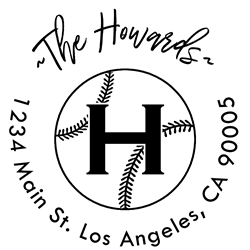 Baseball Outline Letter H Monogram Stamp Sample